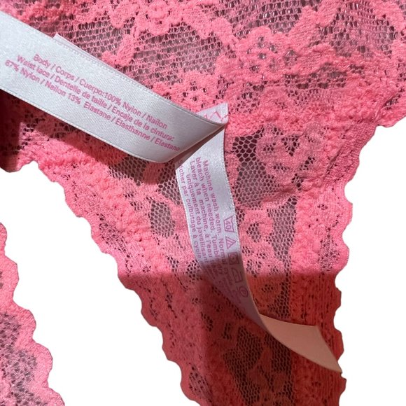 Women's NWT Victoria's‎ Secret Bright Pink Leopard Thong Size Large - Picture 4 of 5